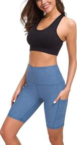 img 1 attached to 🩳 Custer's Night High Waist Out Pocket Yoga Short with Tummy Control, ideal for Workout, Running and Yoga - Featuring 4-Way Stretch for Maximum Comfort and Flexibility