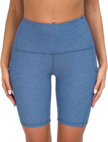 img 3 attached to 🩳 Custer's Night High Waist Out Pocket Yoga Short with Tummy Control, ideal for Workout, Running and Yoga - Featuring 4-Way Stretch for Maximum Comfort and Flexibility