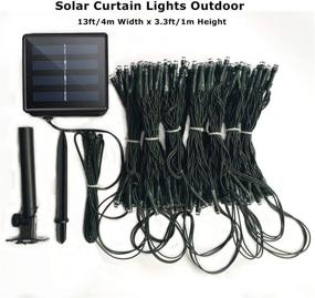 img 3 attached to 🌞 Outdoor Solar Curtain Lights - 13ft x 3.3ft - 200 LED - 8 Modes - Waterproof - Dark Green - Warm White - Ideal for Pool Glass Fence, Handrail, Railing, Eaves, Wall, Pavilion, Wedding Arch Decoration