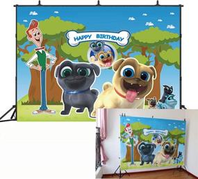 img 4 attached to 🐾 Captivating GYA 7x5ft Puppy Dog Pals Paw Birthday Party Backdrop: Ideal for Boys' Happy Birthday Photography, Cake Table Decorations, & Baby Shower Moments with Striking Photo Studio Booth Props