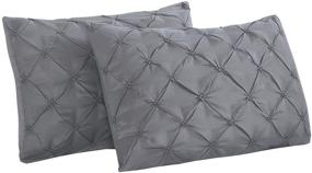 img 1 attached to 🛏️ Vaulia Lightweight Microfiber Pillow Shams, Grey King Size 2-Piece Set with Stylish Pinch Pleat Design