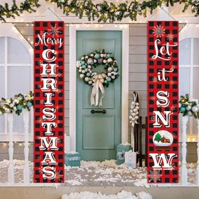 img 2 attached to 🎄 KMUYSL Christmas Decorations - Hanging Xmas Decoration for Home - Merry Christmas Let It Snow - Red and Black Buffalo Banners for Indoor Outdoor Front Door Party Wall Decor