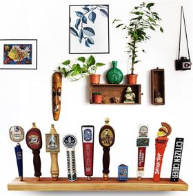 img 3 attached to 🍺 36-Inch Reclaimed Redwood Beer Tap Display Shelf - Wall Mounted Hanging Shelves, Handcrafted in USA - Holds 10 Tap Faucet Handles (32)