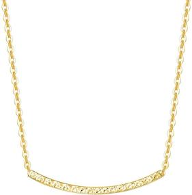 img 4 attached to FANCIME 18K Rose Yellow Gold Bar Necklaces for Women - Diamond-cut Smile Necklace, Fine Jewelry Gifts 16+2 inch Extender