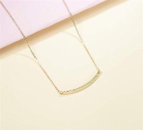 img 2 attached to FANCIME 18K Rose Yellow Gold Bar Necklaces for Women - Diamond-cut Smile Necklace, Fine Jewelry Gifts 16+2 inch Extender