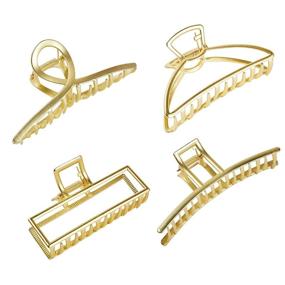 img 4 attached to Charyeah Hair Claw Clips Charyeah Strong Hold Hair Clips For Thick Hair 4 Set Hair Clips For Women Nonslip Metal Big Hair Catch Barrette Jaw Clamp For Girls