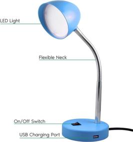 img 1 attached to 💡 MaxLite LED Desk Lamp with USB Charging Port - Blue, Adjustable Neck, On/Off Switch, Modern Table Lamp for Reading, Work or School - Warm Gentle Light