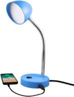 💡 maxlite led desk lamp with usb charging port - blue, adjustable neck, on/off switch, modern table lamp for reading, work or school - warm gentle light логотип