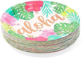 img 1 attached to Aloha Hawaiian Paper Plates for Luau Birthday Party Decorations - Pack of 48 (9 Inches)