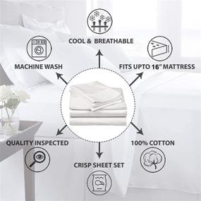 img 1 attached to RV Short Queen Size 600 Thread Count 100% Long Staple Soft Cotton Sheets 🛏️ Set - Smooth & Soft Sateen Weave - Luxury Hotel Collection Bedding in White Solid