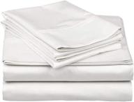 rv short queen size 600 thread count 100% long staple soft cotton sheets 🛏️ set - smooth & soft sateen weave - luxury hotel collection bedding in white solid logo