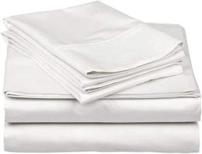 img 4 attached to RV Short Queen Size 600 Thread Count 100% Long Staple Soft Cotton Sheets 🛏️ Set - Smooth & Soft Sateen Weave - Luxury Hotel Collection Bedding in White Solid