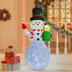 img 2 attached to 🎅 Inflatable Snowman Christmas Decoration - 5 Feet Tall with Colorful Rotating Built-in LED Lights by Doingart