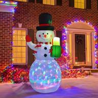 🎅 inflatable snowman christmas decoration - 5 feet tall with colorful rotating built-in led lights by doingart логотип