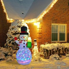 img 3 attached to 🎅 Inflatable Snowman Christmas Decoration - 5 Feet Tall with Colorful Rotating Built-in LED Lights by Doingart