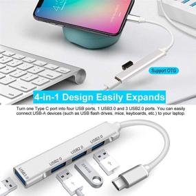 img 1 attached to 🔌 KINDRM USB C Hub Adapter: 4in1 Multiport Type C to USB 3.0 Hub for MacBook, iPad Pro, Pixelbook, and More