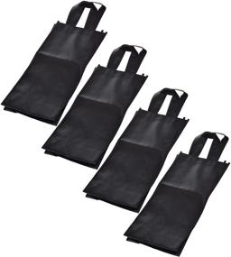 img 2 attached to 👜 Stylish and Functional Cosmos 4 Pack Non-Woven 2-Bottle Wine Tote Bag Holder - Reusable Gift Bag in Elegant Black Shade