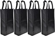 👜 stylish and functional cosmos 4 pack non-woven 2-bottle wine tote bag holder - reusable gift bag in elegant black shade logo