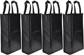 img 3 attached to 👜 Stylish and Functional Cosmos 4 Pack Non-Woven 2-Bottle Wine Tote Bag Holder - Reusable Gift Bag in Elegant Black Shade