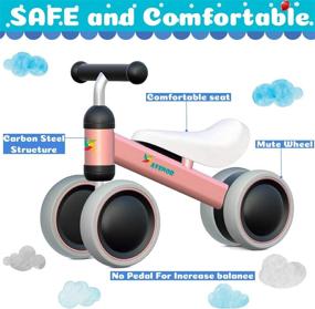 img 3 attached to 🚲 Baby Balance Bike: Sturdy Bicycle for 6-24 Months | Perfect First Bike or Birthday Gift for 1 Year Old Boy or Girl | Safe Riding Toys | Ideal Baby Bike (Pink)