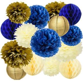 img 2 attached to HappyField Blue Class of 2021 Graduation Party Decorations & Backdrop - Celebrate with Tissue Pom Poms, Paper Lanterns, and Honeycomb Balls!