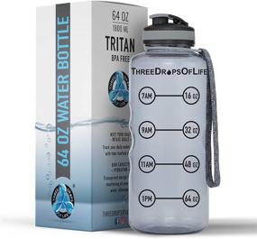 img 4 attached to 💧 64oz Hydration Tracking Sports Water Bottle - Three Drops of Life, the Top Daily Hydration Monitor and Largest Time Tracker Sport Bottle for Optimal Hydration