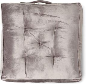 img 1 attached to REDEARTH Velvet Floor Pillows - Premium Rayon Cotton Velvet Washable Plush Extra Soft Square Seat Cushion with Handle: Ideal for Dining, Patio, Office & Hardwood Floor (22x22x4, Light Gray) - Single Pack