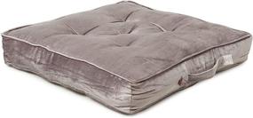 img 4 attached to REDEARTH Velvet Floor Pillows - Premium Rayon Cotton Velvet Washable Plush Extra Soft Square Seat Cushion with Handle: Ideal for Dining, Patio, Office & Hardwood Floor (22x22x4, Light Gray) - Single Pack