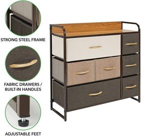 img 1 attached to 🗄️ mDesign Dresser Storage Furniture Organizer - Large, Versatile Unit with 7 Removable Fabric Drawers - Ideal for Bedroom, Office, Entryway, Living Room, & Closet - Multi-Color/Espresso Brown