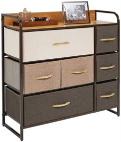 img 3 attached to 🗄️ mDesign Dresser Storage Furniture Organizer - Large, Versatile Unit with 7 Removable Fabric Drawers - Ideal for Bedroom, Office, Entryway, Living Room, & Closet - Multi-Color/Espresso Brown