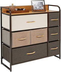 img 4 attached to 🗄️ mDesign Dresser Storage Furniture Organizer - Large, Versatile Unit with 7 Removable Fabric Drawers - Ideal for Bedroom, Office, Entryway, Living Room, & Closet - Multi-Color/Espresso Brown