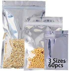 img 4 attached to Daarcin 3 Sizes 60pcs Mixed Resealable Foil Pouch Smell 🛍️ Proof Bags: Ideal Mylar Ziplock Food Bags for Daily Life Storage