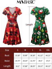 img 2 attached to 🎄 Stylish and Festive: MSBASIC Women's Christmas Dress - V Neck Holiday Casual Flare Party Dress