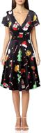 🎄 stylish and festive: msbasic women's christmas dress - v neck holiday casual flare party dress logo