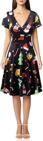img 4 attached to 🎄 Stylish and Festive: MSBASIC Women's Christmas Dress - V Neck Holiday Casual Flare Party Dress
