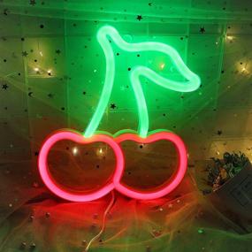 img 4 attached to 🍒 Cherry Neon Signs LED Lights for Room Decor | Red Aesthetic LED Light Fruit Nightlight for Bedroom, Bar, Hotel, Party, Game Room | Wall Art Decoration