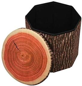 img 1 attached to 🍏 Multipurpose Creative Home Fruit Storage Stool Ottoman - 14x14 Inch, Folding Toy Box with Cushion, Collapsible Seat Chest (Tree Stump Design)