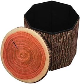 img 2 attached to 🍏 Multipurpose Creative Home Fruit Storage Stool Ottoman - 14x14 Inch, Folding Toy Box with Cushion, Collapsible Seat Chest (Tree Stump Design)