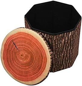 img 3 attached to 🍏 Multipurpose Creative Home Fruit Storage Stool Ottoman - 14x14 Inch, Folding Toy Box with Cushion, Collapsible Seat Chest (Tree Stump Design)