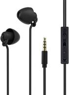 🎧 noise cancelling sleep earphones - ultra flexible silicon earplugs with mic, wired sleeping earbud headphones for insomnia, snoring, air travel, relaxation, asmr (black) logo