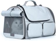🐱 fukumaru комфортабельная переноска для кошек, одобренная авиакомпаниями - дышащая переноска для собак и щенков малых пород - складная переноска для путешествий с животными - подходит для средних кошек - серый логотип
