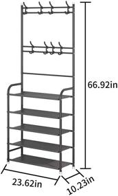 img 2 attached to UDEAR Entryway Coat Rack with Large Storage Space and 5-Tier Shoe Storage Shelf - Multifunctional Hanger for Hanging and Storage – Black