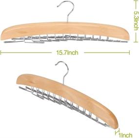 img 3 attached to 👔 Organize Your Closet with EZOWare Wooden Tie Belt Hangers - 2 Pack, Adjustable 24 Clip Racks for Men's Accessories - Beige