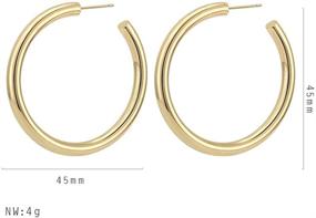 img 2 attached to 🥼 Howoo High-Shine Thick Hoop Earrings with Half Open Post - Chunky Hoop for Women & Girls