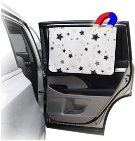 img 4 attached to ggomaART Car Side Window Sun Shade: Universal Reversible Magnetic Curtain for Baby and Kids - Protect from Sunlight, Heat, and Damage - Black Stars Design