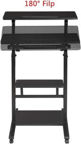 img 1 attached to 🖥️ DOEWORKS Mobile Stand Up Desk: Rolling Height Adjustable Computer Work Station for Standing or Sitting, Portable Laptop Stand with Wheels - Black