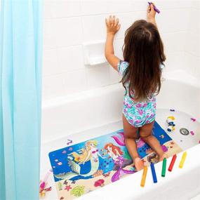 img 1 attached to 🧜 ZenQuil Mermaid Design Kids Bath Mat - Non-Slip Baby Bathtub Mat with Washable Bath Crayons & Suction Cups - Hang to Dry