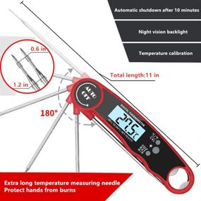 img 2 attached to 🥩 Digital Meat Thermometer with Backlight & Calibration, IP67 Waterproof - Ideal for Kitchen & Outdoor Cooking, Steak & Barbecue