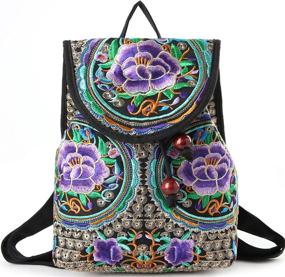 img 4 attached to 🎒 Goodhan Vintage Embroidered Backpack: Stylish Women's Handbags & Wallets