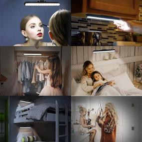 img 1 attached to Dimmable Touch LED Closet Light Stick - Magnetic Mount, Battery Operated, Rechargeable - Ideal Wall Reading Lamp for Bunk Beds, Under Cabinet Lighting, Kitchen, Vanity Mirror